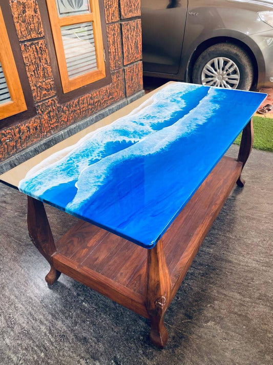 Sea's Embrace: Touchable 3D Wave Coffee Table Image