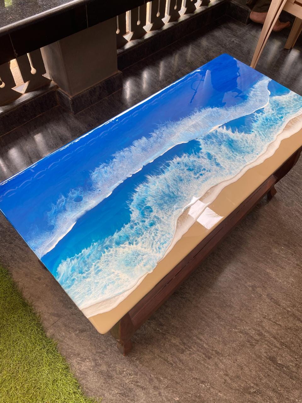 Sea's Embrace: Touchable 3D Wave Coffee Table Image