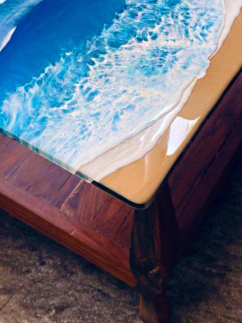 Sea's Embrace: Touchable 3D Wave Coffee Table Image