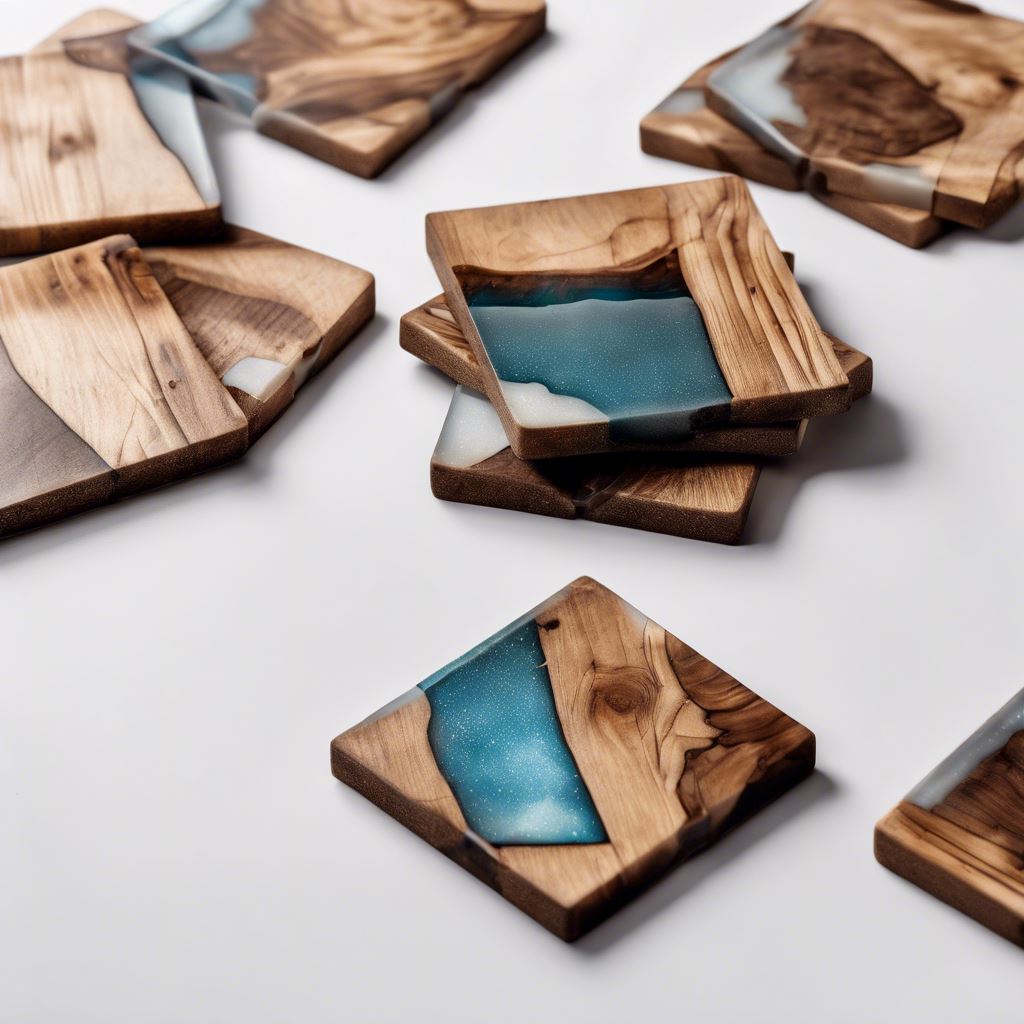 Wooden Coasters with Resin Inlay, set of 6 Image